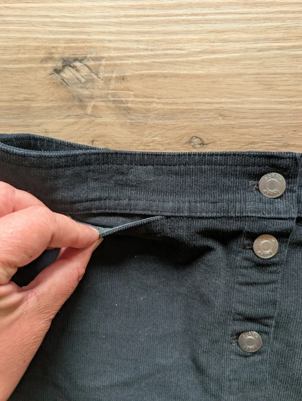 J. Crew Black Corduroy Button-Front Mini Skirt